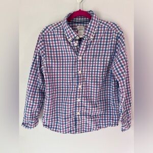 Boys Gymboree Button Down Plaid Collared Dress Shirt - Size 7/8 Purple Blue